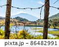 View of Biviere lake with Etna volcano, Nebrodi National Park, Sicily, Italy 86482991