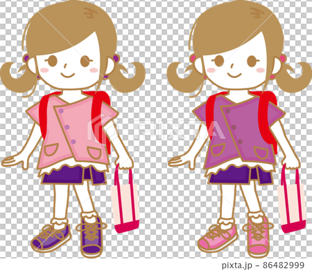 Girls attending school, enrolling in school, twins Girls attending school, enrolling in school, twins 86482999