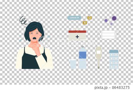 Vector illustration icon set for sick women and infectious diseases 86483275