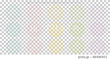 Japanese traditional pattern set in the shape of a flower Chrysanthemum flower 5 pastel colors 86486931