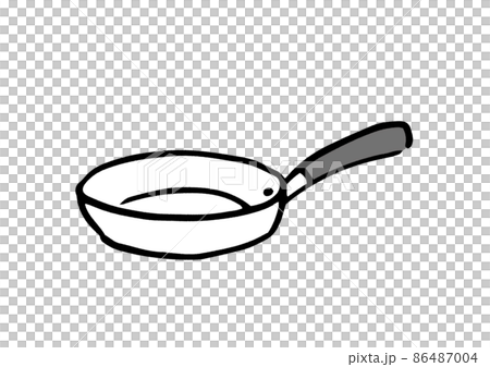 Frying pan handwritten illustration monochrome Frying pan handwritten illustration monochrome 86487004