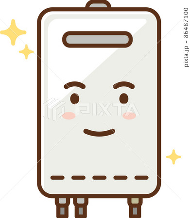 新品の給湯器のイラスト 擬人化 のイラスト素材