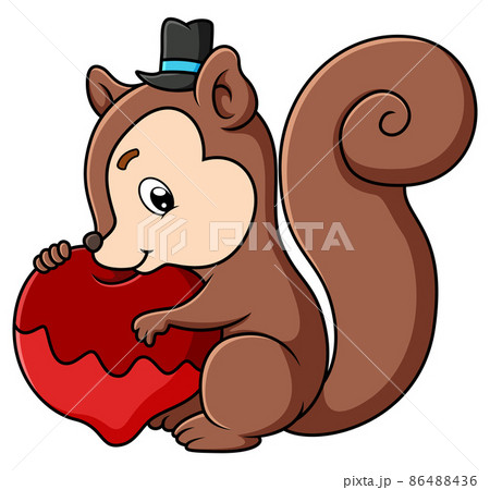 The cute squirrel is holding the melting heart  86488436