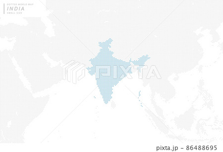 インドを中心とした、青いドットマップ。　小サイズ。 86488695