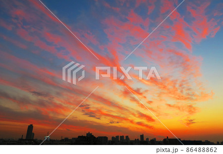 夕焼け空の風景(埼玉県川口市付近) 夕焼け空の風景(埼玉県川口市付近) 86488862