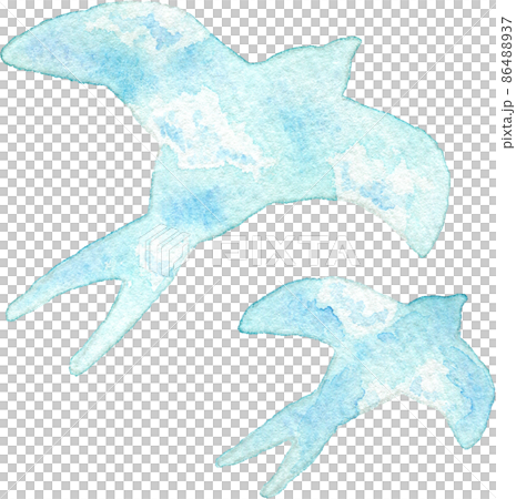 ツバメの親子(空色)のイラスト 86488937