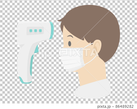 Illustration of a man measuring the temperature Illustration of a man measuring the temperature 86489282