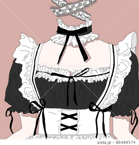 和風メイド メイド服 膝丈 イラスト 和風メイドの通販