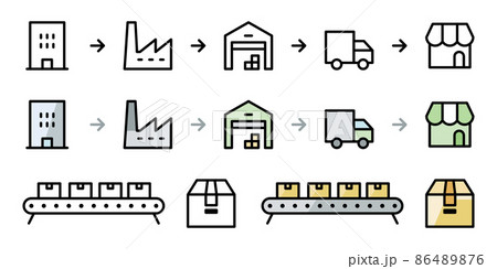 サプライチェーンのビジネスアイコンセット サプライチェーンのビジネスアイコンセット 86489876