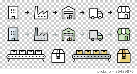 サプライチェーンのビジネスアイコンセット サプライチェーンのビジネスアイコンセット 86489876