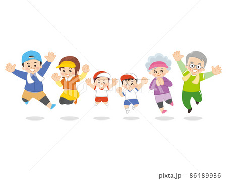 運動着を着た家族　スポーツ　健康 86489936