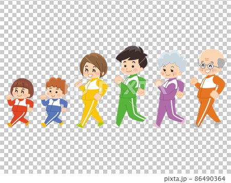 ジャージを着て歩く家族 運動 スポーツ ウォーキング ジャージを着て歩く家族 運動 スポーツ ウォーキング 86490364