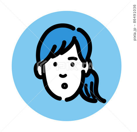考えている若いポニーテールの女性のアイコン 86491036