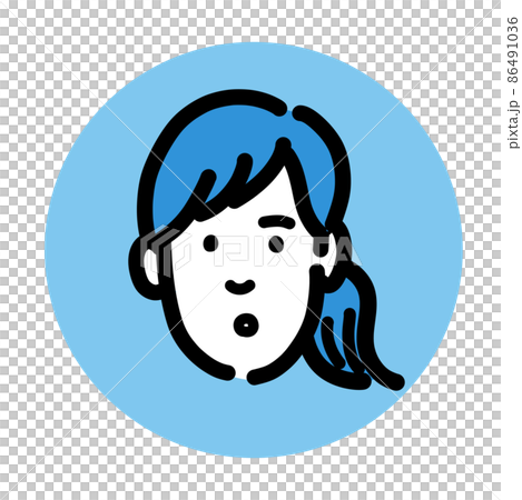 Thinking young ponytail female icon 86491036