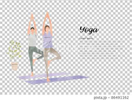 Vector Illustration Material: Men and Women Enjoying Yoga Vector Illustration Material: Men and Women Enjoying Yoga 86491162