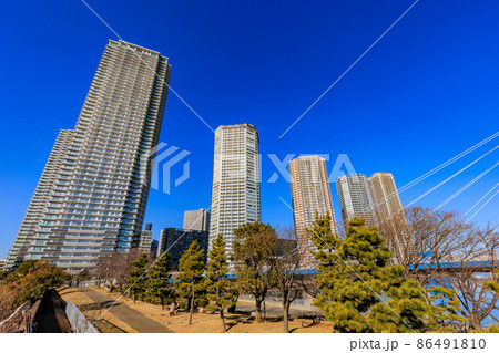東京都 江東区東雲の都市風景 タワーマンション群 東京都 江東区東雲の都市風景 タワーマンション群 86491810