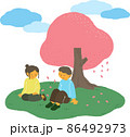 桜の木と人物 86492973