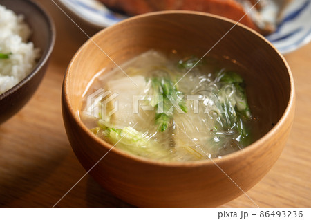 水菜と白菜の春雨スープ 水菜と白菜の春雨スープ 86493236