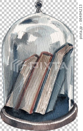 Vintage writer elements set with typewriter books coffee eyeglasses magnifier lamp notebook retro globe telephone isolated watercolor illustration 86494213