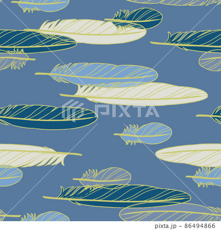 鳥の羽根柄 パターン のイラスト素材