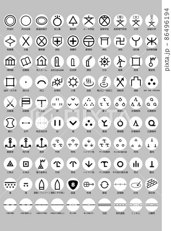 地図記号100のイラスト素材