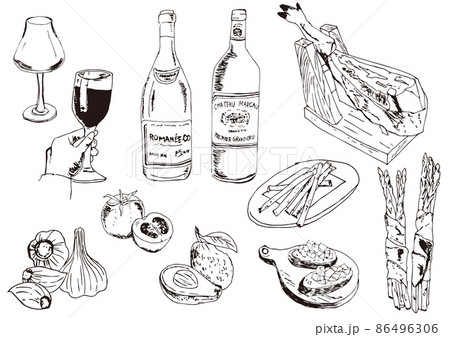 洋食_ワイン_いろいろ使える手描き素材 洋食_ワイン_いろいろ使える手描き素材 86496306