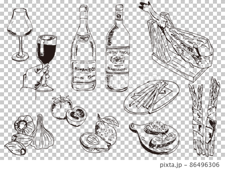 洋食_ワイン_いろいろ使える手描き素材 洋食_ワイン_いろいろ使える手描き素材 86496306