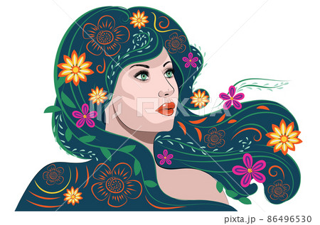 Girl with floral hair 86496530