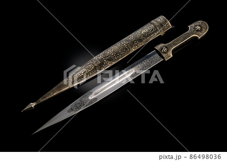 collectible silver dagger with scabbard on black collectible silver dagger with scabbard on black 86498036