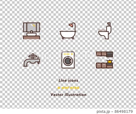 浴室、廚房和水設施的彩色插圖集 浴室、廚房和水設施的彩色插圖集 86498179