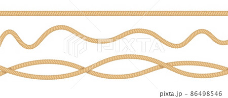 Nautical loops. Vector knots for rope. Realistic knot round and square borders. Marine ropes 86498546