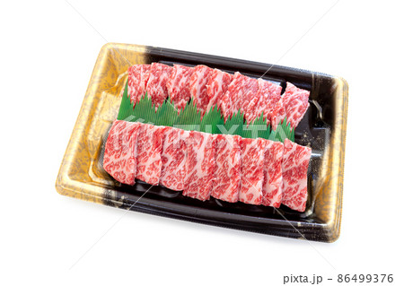 甲州ワインビーフ、黒毛和牛カルビ肉焼肉用【チラシ用素材】 86499376