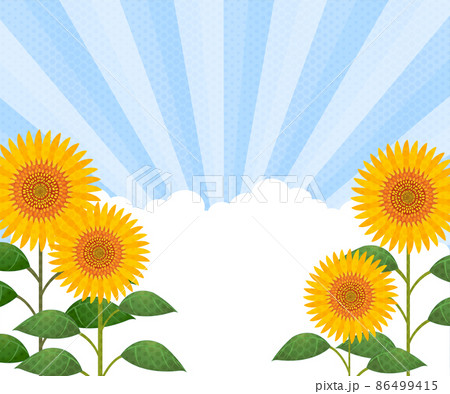 夏、向日葵と入道雲のバナー、336x280 86499415