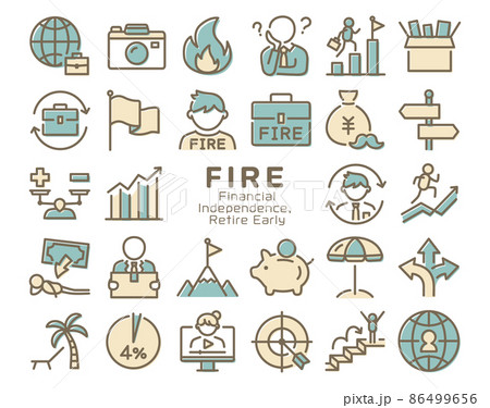 FIRE（早期リタイア）　アイコンセット 86499656