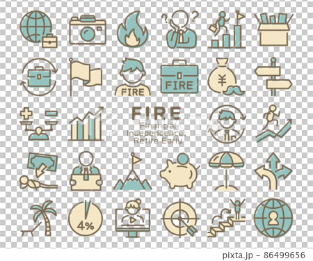 FIRE (early retirement) icon set 86499656