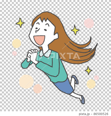 嬉しくて舞い上がる女性 86500526