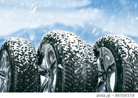 winter car tires with snow. winter car tires with snow. 86500558