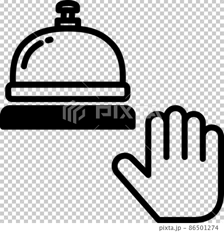 Desktop bell and hand icon 86501274