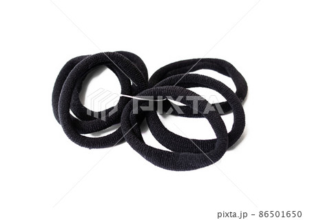 Set of rubber bands for hair isolated on white background Set of rubber bands for hair isolated on white background 86501650