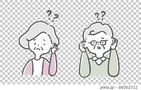 耳が聞こえにくいシニア高齢者　男女 86502512