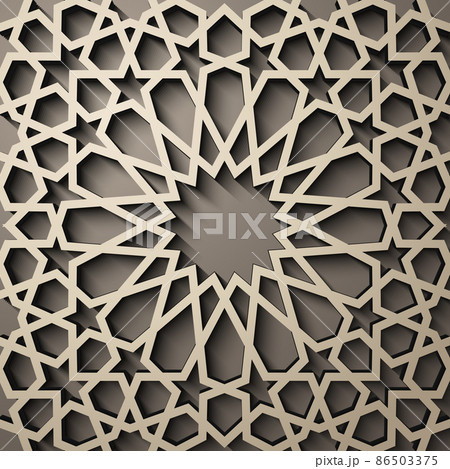 Background with 3d seamless pattern in Islamic style . , arabic geometric east ornament , persian motif . Background with 3d seamless pattern in Islamic style . , arabic geometric east ornament , persian motif . 86503375