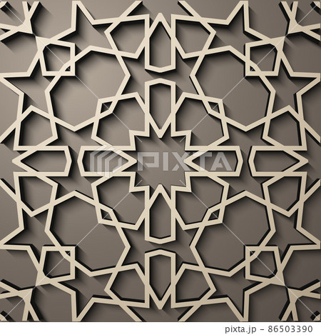 Background with 3d seamless pattern in Islamic style . , arabic geometric east ornament , persian motif . 86503390