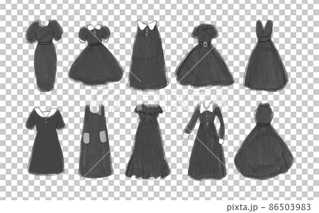 黒いワンピースのイラストセット 86503983