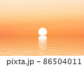 Sun on horizon of water surface with waves 86504011