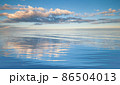 Water with waves under blue sky with clouds 86504013