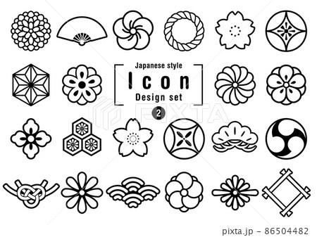 和風アイコンセット モノクロのイラスト素材 [86504482] - PIXTA