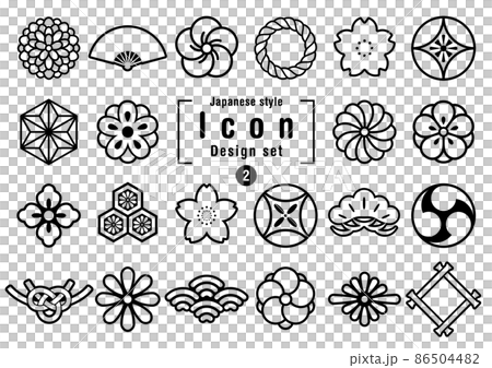 和風アイコンセット モノクロのイラスト素材 [86504482] - PIXTA