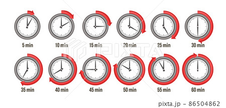 Timer clock, stopwatch icon set. Label preparation time or cooking time 86504862