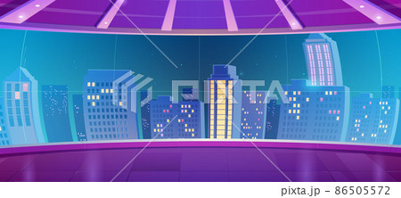 Night city in neon lights on cinema screen, town 86505572