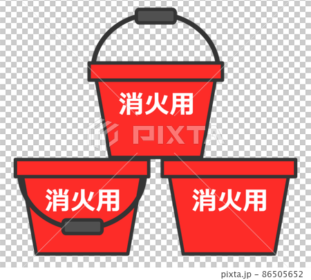 Illustration of a fire extinguishing bucket that holds water for fire prevention 86505652